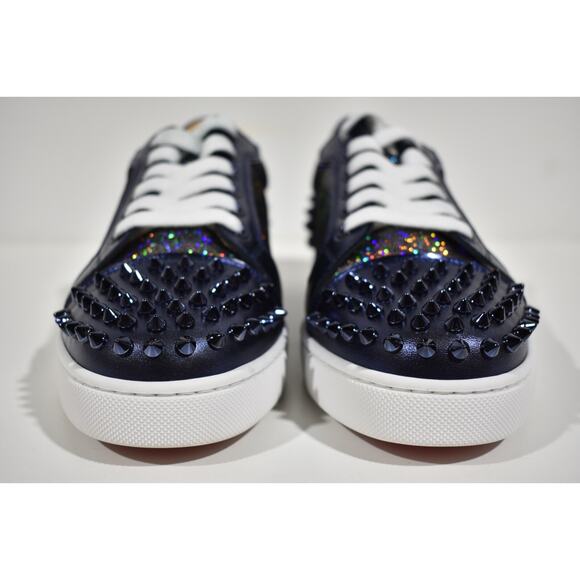 Christian Louboutin Vieira 2 Flat Spikes Blue Night Lace Up Low Top Sneaker 41 - Picture 5 of 12